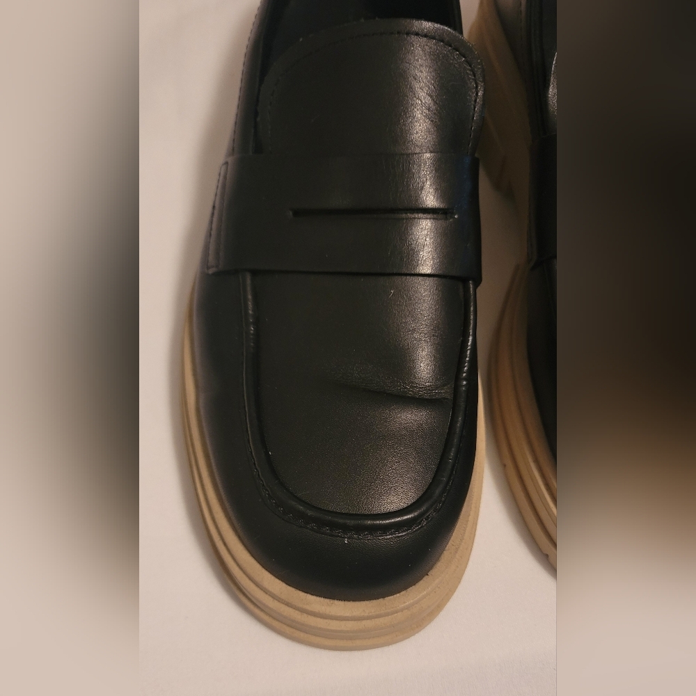 Zara Black Leather Slip-On Loafers Mens Size 45 - Picture 3 of 13